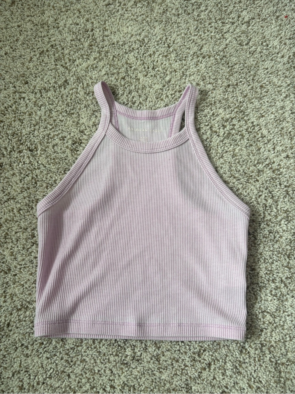 American Eagle Outfitters Ribbed High-Neck Crop Tank - Light Pink